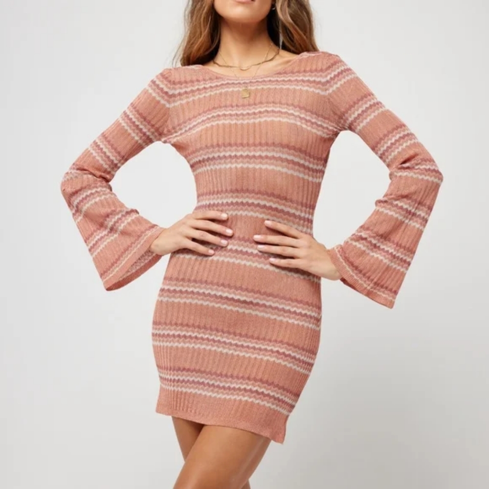 L*Space Waloma Tunic Dress Striped Knit Coverup - Picture 5 of 12